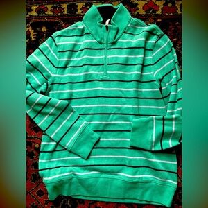 Men Lands End Stripe Torquiest 1/2 Zip Pullover sweater Brandnew, unused men